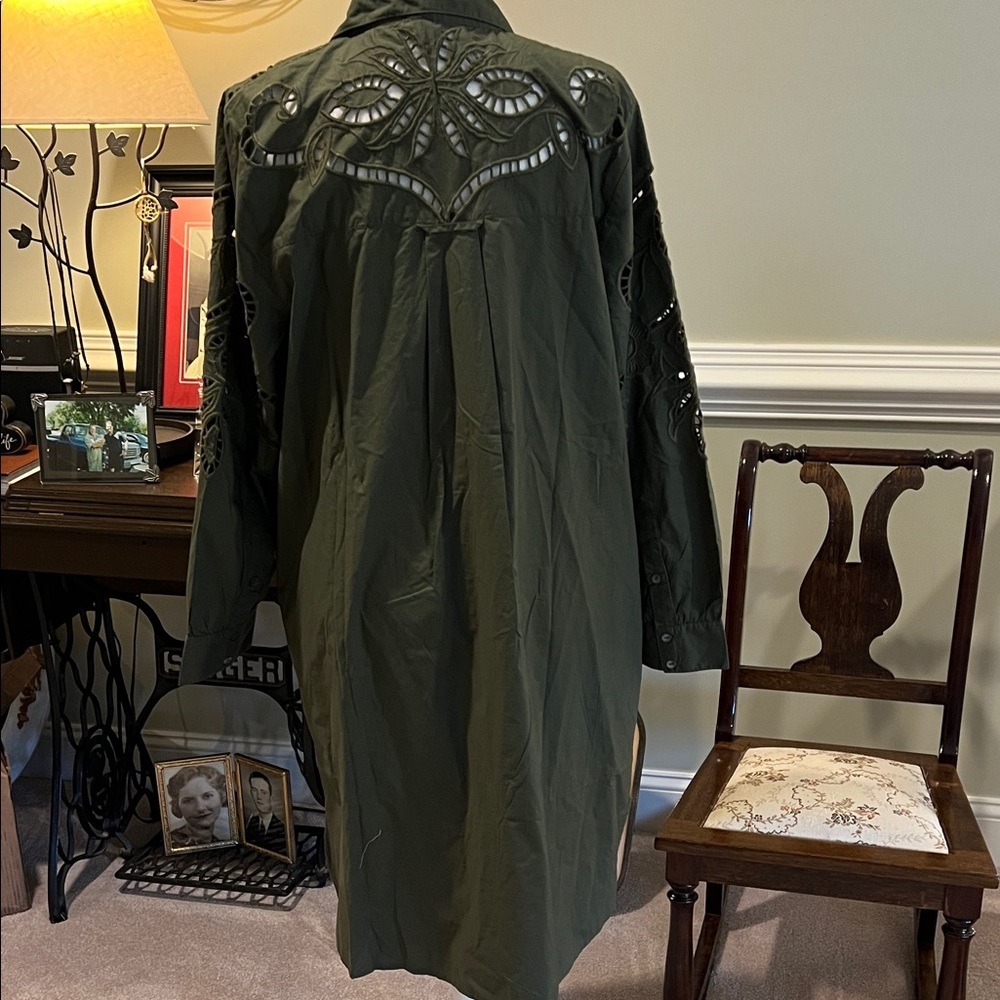 Sundance Olive Sonda Lace Shirt/Blouse/Dress with liner, NWT, Large - Picture 6 of 6
